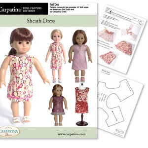 Pu&ograve; includere: Un cartamodello per un abito a tubino per bambole di 45 cm. Il cartamodello &egrave; disponibile in due misure, per le bambole American Girl e le bambole Carpatina. Il cartamodello include istruzioni e diagrammi per cucire l'abito.