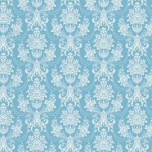 Blue and White Damask Fabric Scaled for 18 Dolls Like American Girl or ...