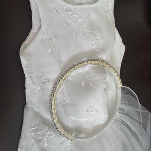 Wedding Dress with Diamonds Silver Tiara and Veil fits 18" Dolls like American Girl Dolls image 3