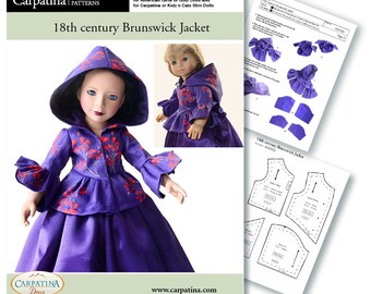Outlander Costumes Brunswick Jacket and Skirt PDF Pattern Multi-sized for 18" Slim Carpatina or Kidz n Cats and for 18" American Girl Dolls