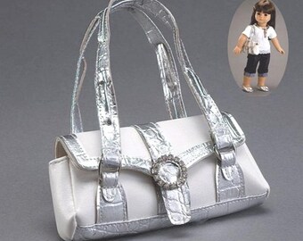 Silver Doll Shoulder Bag Made by Carpatina fits 18" Dolls like American Girl or Gotz Dolls or Our Generation Dolls