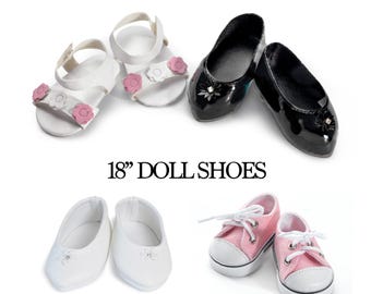 Zapatos para muñecas de 18" que se adaptan a muñecas de 18" como American Girl o Gotz, sandalias blancas para muñecas, Mary Jane para muñecas.