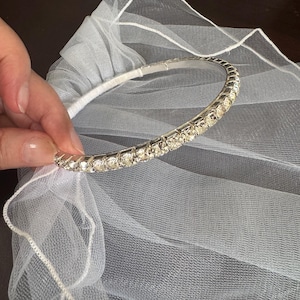 Wedding Dress with Diamonds Silver Tiara and Veil fits 18" Dolls like American Girl Dolls image 1