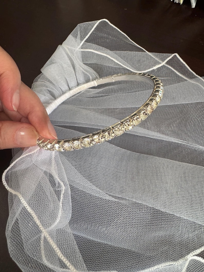 Wedding Dress with Diamonds Silver Tiara and Veil fits 18" Dolls like American Girl Dolls image 1
