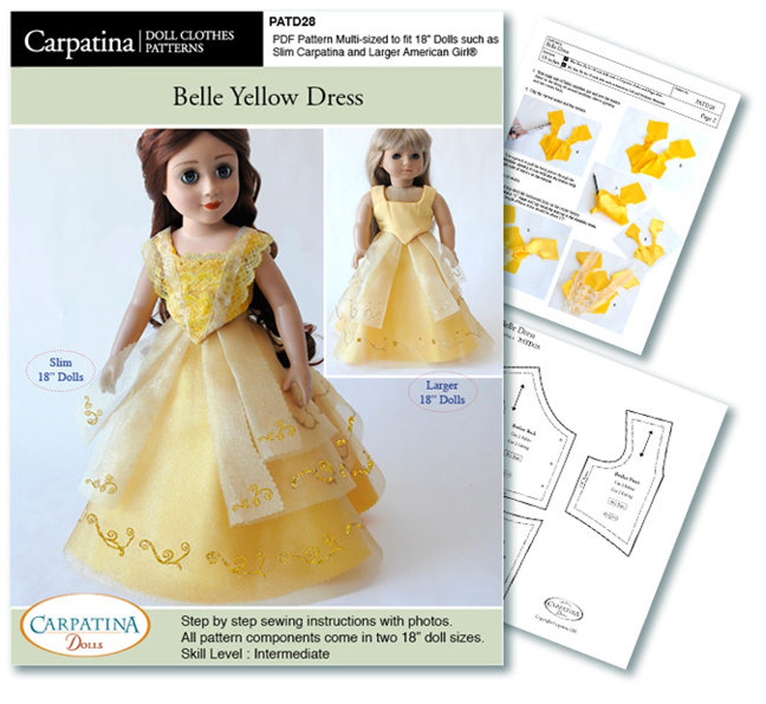 Belle Yellow Dress From Beauty and the Beast, PDF Pattern Multi-sized for  18 Dolls Like American Girl and for Slim Carpatina -  Canada