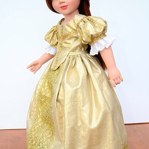 Versailles Gold Doll Dress and Shoes Historical Outfit 18 Slim Doll Clothes like Carpatina, Magic Attic or Slim BJD dolls image 3