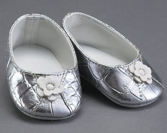 Silver 18"  Doll Shoes for 18" American Girl Dolls or Our Generation Dolls