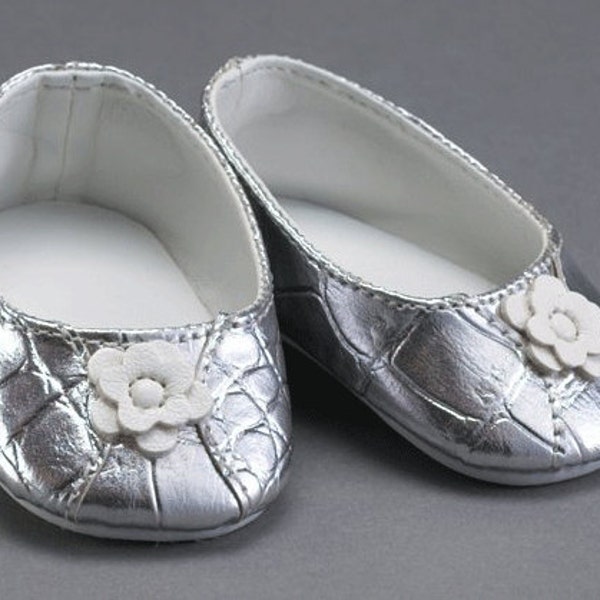 Silver 18"  Doll Shoes for 18" American Girl Dolls or Our Generation Dolls