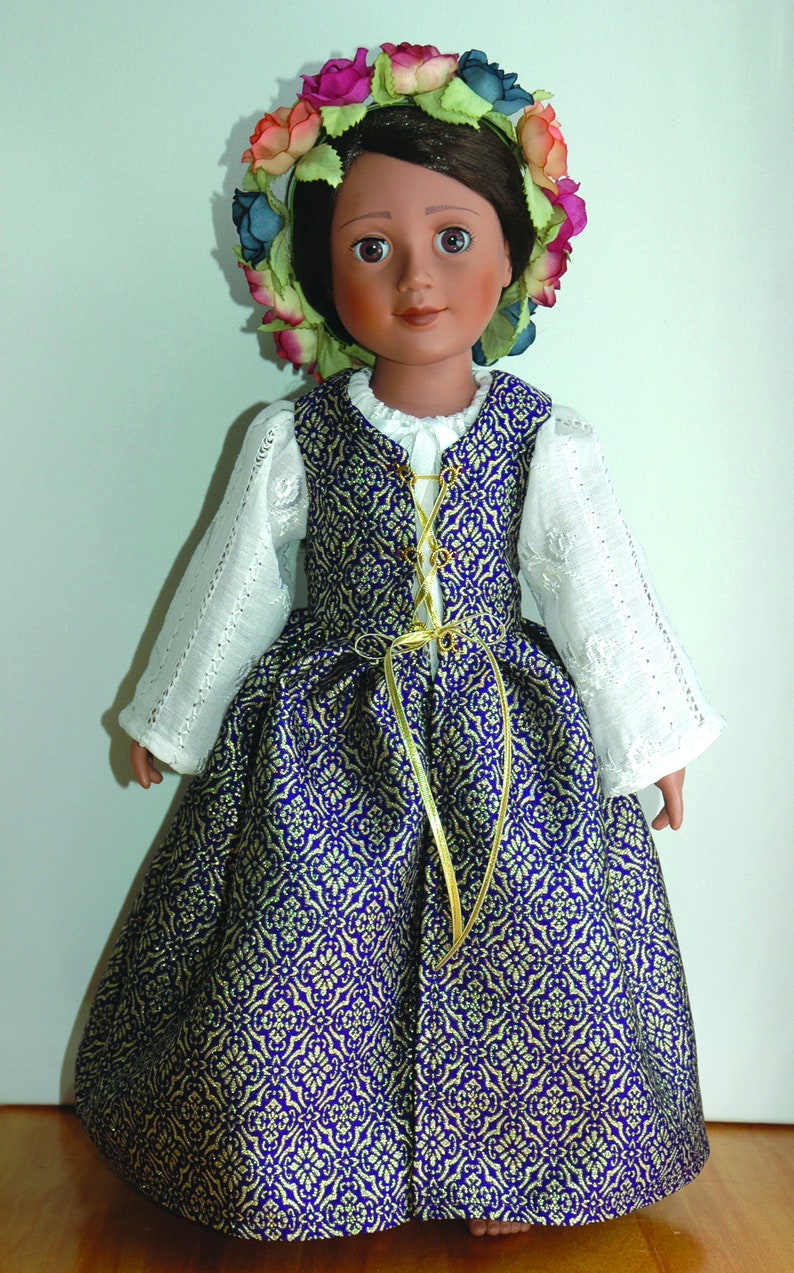 Renaissance Doll Dress and Chemise Pattern Multi-sized for 18 American Girl and Slim Carpatina dolls, Printed Paper Pattern image 2