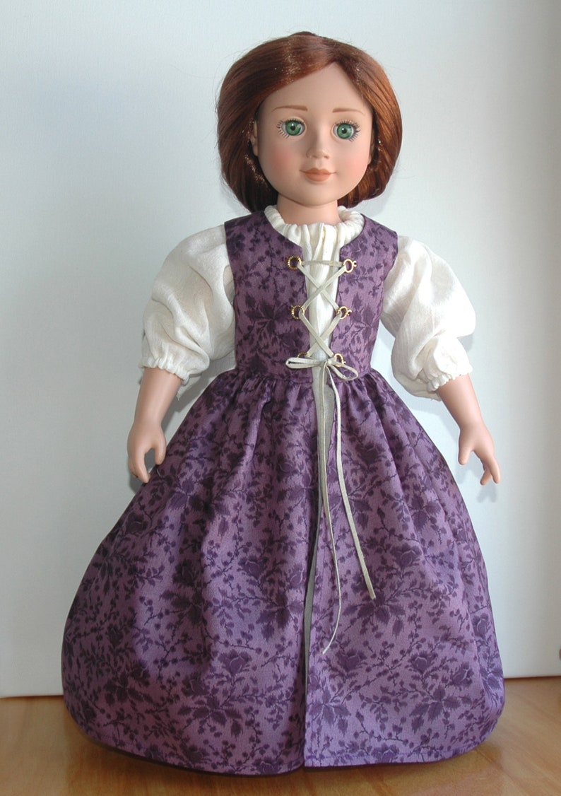 Renaissance Doll Dress and Chemise Pattern Multi-sized for 18 American Girl and Slim Carpatina dolls, Printed Paper Pattern image 7