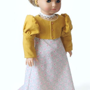 Regency Dress and Spencer Doll Clothes Pattern as Downloadable PDF, Comes in 2 sizes: for 18 American Girl and slim Carpatina dolls image 5