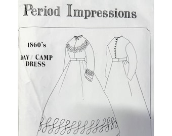 Period Impressions # 450 Day Camp Dress Sewing Pattern, Sz 6-16, Cut but Unused