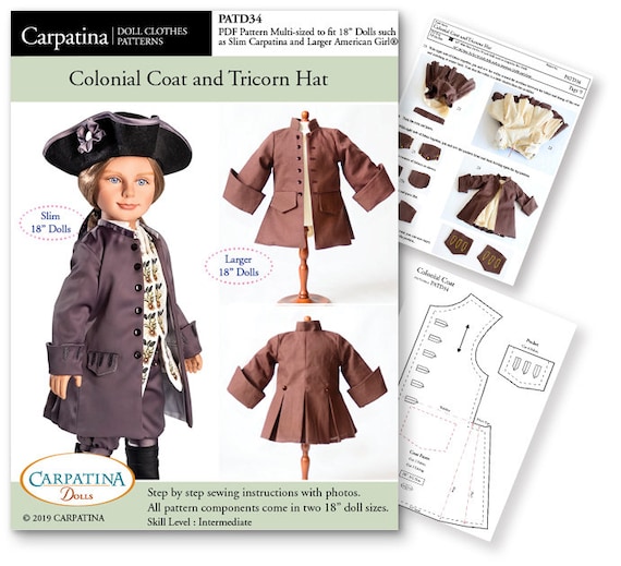 Colonial Coat and Tricorn Hat PDF Pattern Multisized for Etsy