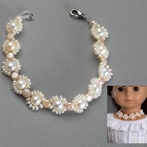Perlen Puppen Halskette Ostergeschenk Verpackt in Rosa Samt Beutel, passt 18 &quot;&quot;American Girl&quot;&quot; Puppen, oder als 18,8 cm langes Armband verwenden.&quot;