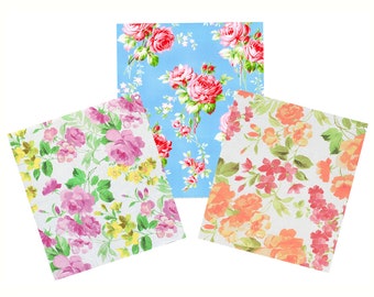 Floral cotton fabrics for quilting or sewing dolls or children clothes