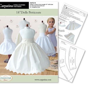 Dolls Petticoat Crinoline Underskirt PDF Download Pattern, Multi-sized to fit Slim and Regular 18&quot; Dolls such as American Girl® and Gotz