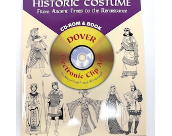 Historic Costume Ancient Times to Renaissance - Book & CD with 200 Permission-Free Illustrations by Tom Tierney - NEW