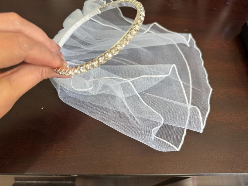 Wedding Dress with Diamonds Silver Tiara and Veil fits 18" Dolls like American Girl Dolls image 8