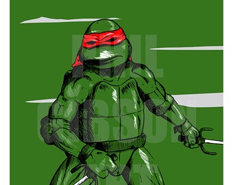 Original "Raph" 12 "x 16" lámina de arte Teenage Mutant Ninja tortugas cartel cómico