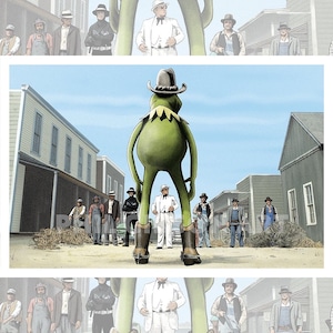 Original &quot;The Showdown&quot; The Muppets Kermit the Frog Giclée Art Print Movie Poster 1980&#39;s