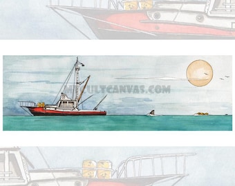 Original JAWS "ORCA Chase" Great White Shark Boat Art Print Vintage Poster by Phil Gibson