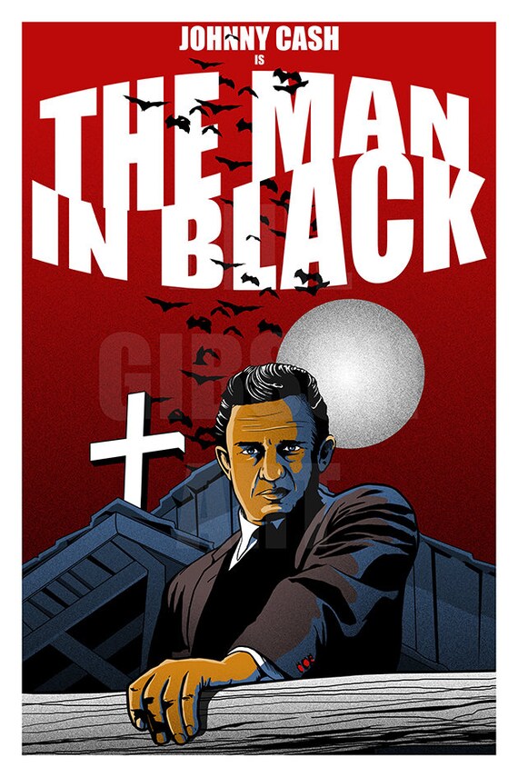 Original the Man in Black Johnny Cash Art Print - Etsy