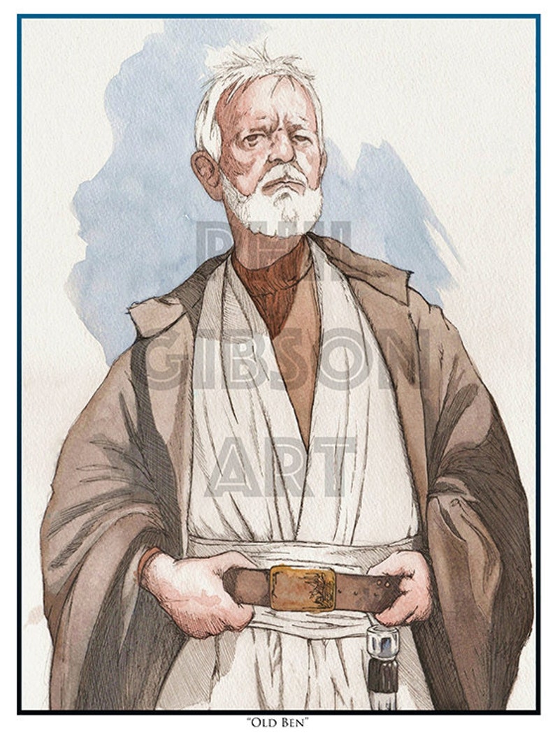 Original Obi Wan Kenobi Art Print 12 X 16 Star Etsy