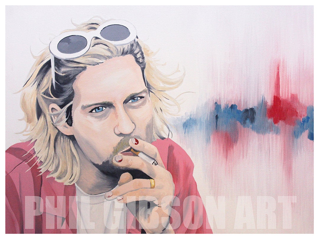 Original Kurt Cobain Nirvana Art Print Grunge Rock and Roll Guitar - Etsy, image size:1080x810