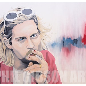 Original Kurt Cobain Nirvana Art Print Grunge Rock and Roll Guitar