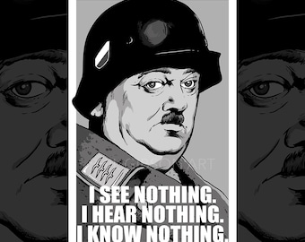 Original "I See Nothing!" Art Print Poster Hogan's Heroes WWII Sgt Schultz