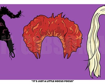 Original "It's Just a Little Hocus Pocus" 10" x 20" Art Print Poster Halloween Decoration