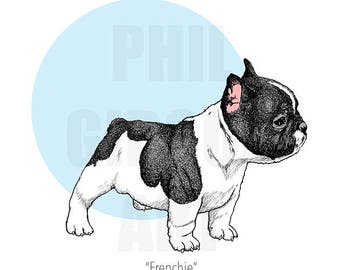 Original "Frenchie" Puppy Art Print Poster French Bulldog