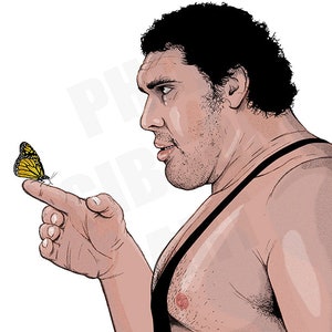 Original &quot;Sanft&quot; André der Riese Kunstdruck Poster Wrestling Wrestlemania