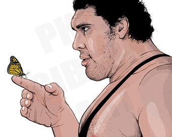 Original "Gentle" André the Giant Art Print Poster Wrestling Wrestlemania