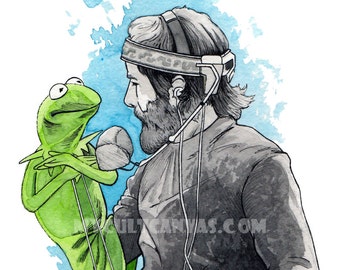 Original Jim Henson Art print Poster Watercolor Muppets Kermit the Frog