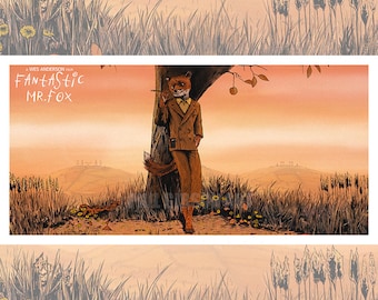 Original "The Newspaper Man" Fantastic Mr. Fox Art Print Poster Wes Anderson