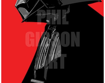 Original 11" x 17" Darth Vader Star Wars Minimalist Art Print Sith Lord