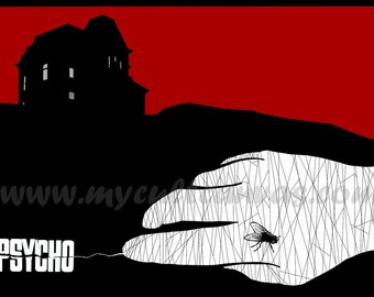 Original Psycho "Mother" Norman Bates Motel Art Print Poster Alfred Hitchcock Blood Variant