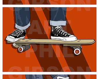 Original "Slacker, Butthead, Bojo" Art Print Back to the Future Marty McFly Hoverboard Poster