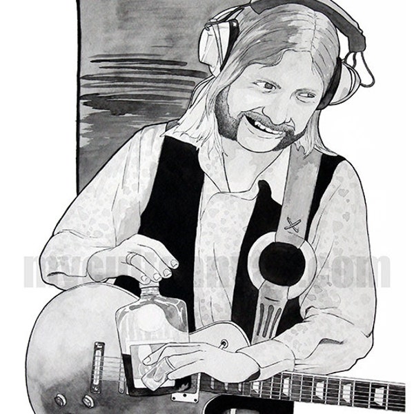 Original "Skydog" Duane Allman Brothers Art Print Eat a Peach Rock and Roll