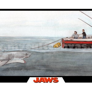 Original JAWS Movie Poster Art Print Bruce the Shark  ORCA Art Print Poster by Phil Gibson