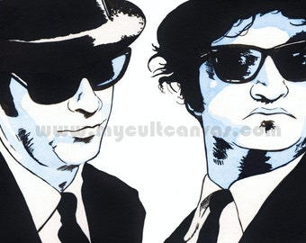 Original Blues Brothers Art Poster Print by Phil Gibson Aykroyd Belushi