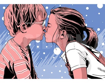Original "My Girl" Giclée Art Print First Kiss Poster Vada Thomas Jane Valentines Day