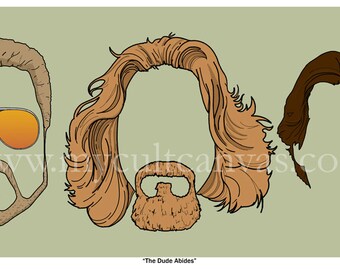 The Big Lebowski The DUDE Abides Original 10 x 20 Giclée Art Print by Phil Gibson Coen Brothers Sweater Poster