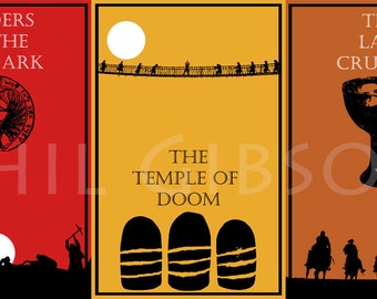 Original Indiana Jones Giclée Art Print Poster set Raiders of the Lost Ark Templo da Perdição Última Cruzada