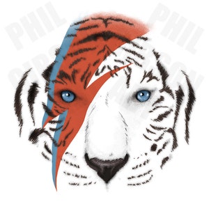Original &quot;Ziggy&quot; White Tiger David Bowie Art Print Concert Poster