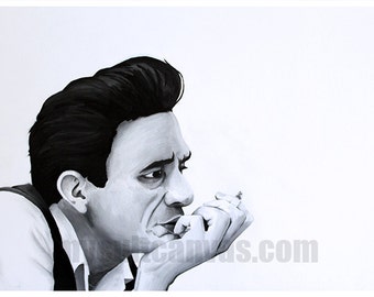 Original Johnny Cash Art Print Folsom Prison Blues Guitar Mepmphis Country Music