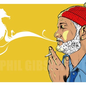 Original &quot;Seaward Smoke&quot; 11&quot; x 17&quot; Giclée Art Print Poster Wes Anderson Life Aquatic Zissou