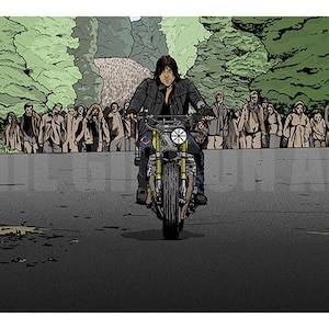 Original &quot;Daryl&#39;s Ride&quot; Walking Dead Daryl Dixon Zombie Giclée Art Print Poster