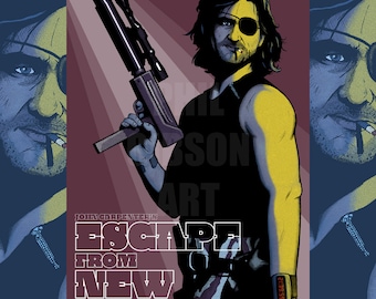 Original "Snake" Art Print Poster Escape From New York Kurt Russell